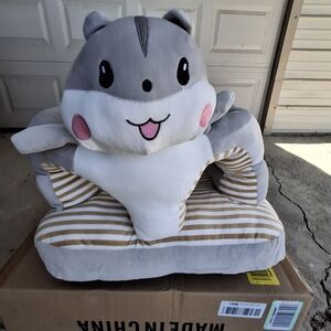 Gray and White Animal Plush Chair